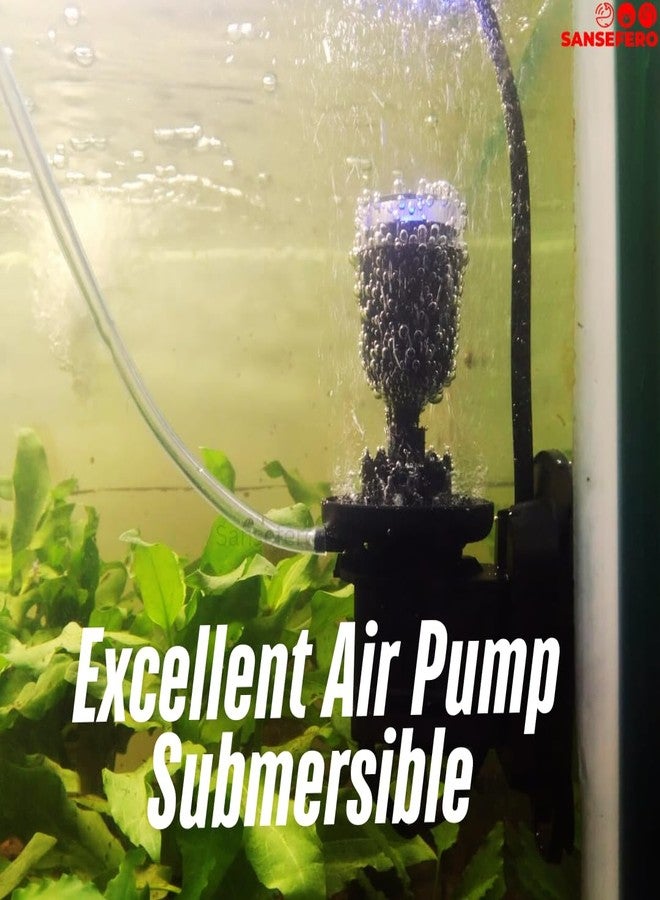 SANSEFERO مضخة هواء أحواض السمك Premier Plants RS-600LA مضخة هواء غاطسة فائقة الهدوء لأحواض أسماك الزينة مع أنبوب هواء بطول متر واحد ومصباح LED (RS-600LA) - Image 3